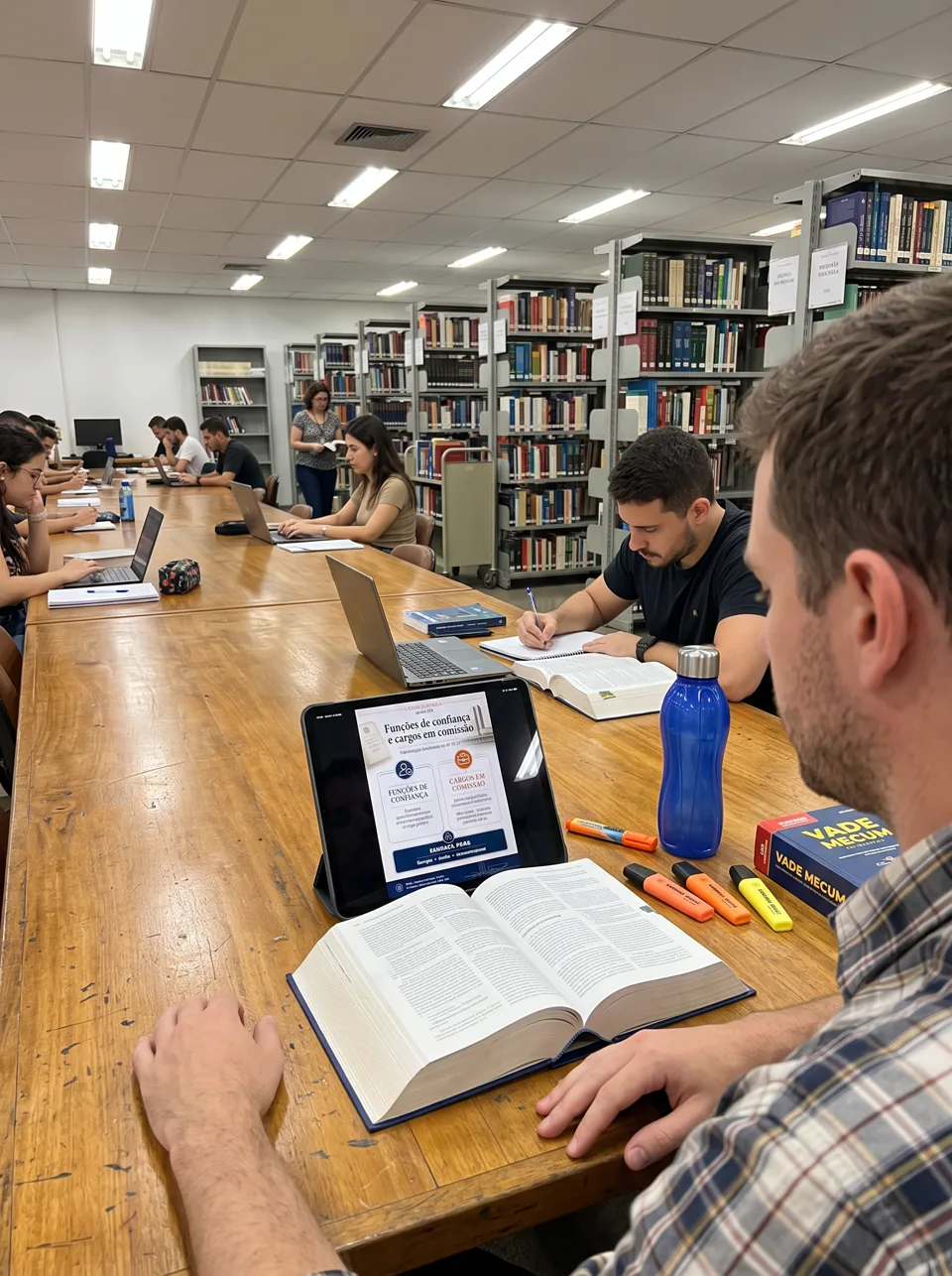 Concurseiro usando a Lei Seca Visual na biblioteca