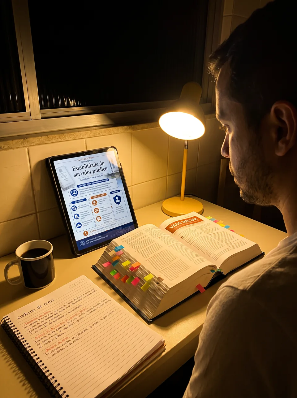 Revisão noturna com a Lei Seca Visual no tablet